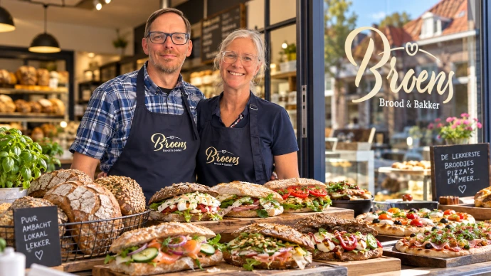 Het team van Broens Brood & Banket in de zaak in Einighausen